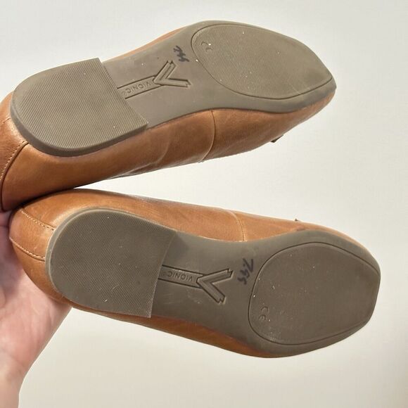 Vionic Tan Leather Loafers with Gold Accent - Picture 7 of 10